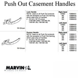 Marvin Push out Casement Lock Handle, Right Hand Active - Choose Color