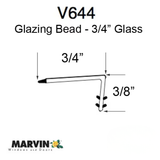 MARVIN CLAD GLAZING BEAD 150" CGL, 3/4 INCH, V644