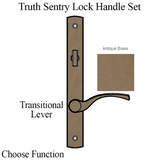 TRUTH SENTRY LOCK HANDLE SET, TRANSITIONAL, DECORATIVE FINISHES OVER BRASS- ANTIQUE BRASS - 97451010
