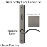 TRUTH SENTRY LOCK HANDLE SET, TRADITIONAL, DECORATIVE FINISH OVER BRASS, ANTIQUE BRASS - 97452010