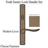 TRUTH SENTRY LOCK HANDLE SET, MODERN, DECORATIVE OVER SOLID BRASS, ANTIQUE BRASS - 97455010