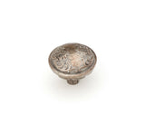 Schaub Cantata Round Knob - Scrolled designs with Petals on base in Monticello Silver Finish