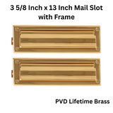 Brass Accents 3 5/8 Inch x 13 Inch Mail Slot with Frame, PVD Lifetime Brass - A07-M0030-PVD