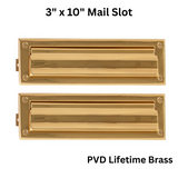 Brass Accents 3 Inch x 10 Inch Mail Slot, PVD Lifetime Brass - A07-M0050-PVD