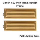 Brass Accents 3 Inch x 10 Inch Mail Slot with Frame, PVD Lifetime Brass - A07-M0070-PVD