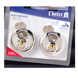 Chateau C-770-2-CD-KA 2-3/4" Stainless Steel Disc Padlock Twin Pack, Keyed Alike, 7-Pin, Carded