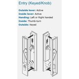 FFI Ashford Flush Sliding Door Handle Set - Keyed Function - 2¼" Door Thickness