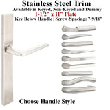 MULTIPOINT TRIM, 1-1/2 X 11 INCH, AMERICAN CYLINDER STAINLESS STEEL HANDLESET, CHOOSE OPTIONS