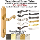 MULTIPOINT LOCK TRIM, 2 X 10-1/2 INCH PLATE, BRASS TRADITIONAL HANDLE SET - CHOOSE HANDLE LEVER