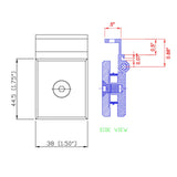 ALMHBN1 MINI HINGE FOR 1/4&quot; GLASS SHOWER DOORS IN BRUSHED NICKEL FINISH