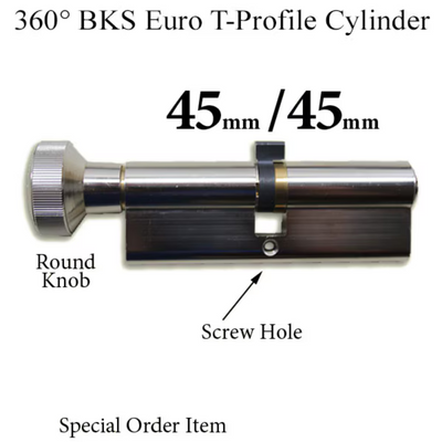 45 /45 G-U/Ferco BKS 360° Euro Profile Cylinder Lock, T profile - Silver