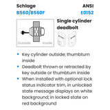 Schlage B560P Single Cylinder Deadbolt with OS-OCC/IS-LOC Dual-Sided Occupancy Indicators