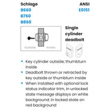 Schlage B660P Single Cylinder Deadbolt with OS-OCC/IS-LOC Dual-Sided Occupancy Indicators