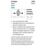 Schlage B662P Double Cylinder Deadbolt with OS-LOC/IS-LOC Dual-Sided Occupancy Indicators