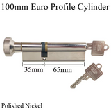 BKS Euro Profile cylinder 35/65 100mm, Yale Keyway - Polished Nickel