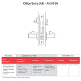 Best  45H7AB Office/Entry Mortise Lock with Deadbolt