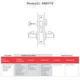 Best  45H0L Privacy Mortise Lock