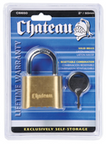 Chateau C-6650-CD 50mm Solid Brass 4-Wheel Resettable Combination Padlock, Carded