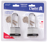 Chateau C-7640-2-CD-DBL-KA 40mm Laminated Steel Padlock Twin Pack with Double Locking Shackle, Keyed Alike (KA), Carded