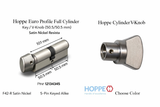 Hoppe Euro Profile Full Cylinder – Key/V-Knob (50.5/50.5 mm) Satin Nickel Resista - 12134345