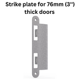 G-U Latch and deadbolt strike plate for 76mm (3'') thick doors, Stainless Steel