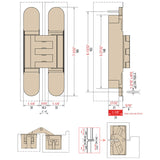 Cal-Royal CR3D44 – Heavy-Duty 3D Adjustable Invisible Hinges