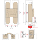 Cal-Royal CR3D62 3D Adjustable Invisible Hinges