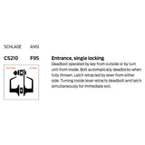 Schlage Commercial CS210-B500PD SAT PLY Entrance Single Locking Interconnected Lock - Saturn Lever, Saturn Rose/Plymouth Escutcheon