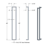 CSOP48BS Rockwell Commercial 48&#8243; Square Offset Pull in Brushed Nickel finish fits both Heavy Glass doors and 1-3/4 inch to 2-1/4 inch Thick doors.