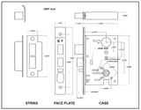 Cal-Royal NM8080 Series, Extra Heavy Duty Mortise Locks, Grade 1 - ESCUTCHEON TRIM STOREROOM Function F07, Right-Hand (VE-ZE)