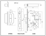Cal-Royal NM Series, Extra Heavy Duty Mortise Locks, Grade 1 - ESCUTCHEON TRIM DORMITORY / BEDROOM Function F21, Left-Hand (CE-TE)