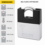 MUL-T-LOCK MTL600 #10 C-Series Padlock with Protector (3/8" Shackle), 11/16" Shackle clearance