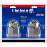 Chateau C-744-2-CD-KA 44mm Laminated Steel Padlock Twin Pack, Keyed Alike (KA), Carded