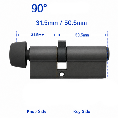 HOPPE Euro Profile Full Cylinder Key/Knob 31.5/50.5mm 90° Turn - Matte Black - 5 Pin