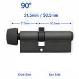 HOPPE Euro Profile Full Cylinder Key/Knob 31.5/50.5mm 90° Turn - Matte Black - 5 Pin