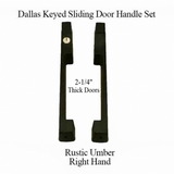 DALLAS KEYED SLIDING DOOR HANDLE SET, HLS9000 GEARS RH 2-1/4" PANEL - RUSTIC UMBER