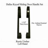 DALLAS KEYED SLIDING DOOR HANDLE SET, ASHLAND SENTINEL NARROW, LH 1-3/4" PANEL - RUSTIC UMBER
