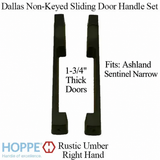Dallas Non-Keyed Sliding Door handle set, Ashland Sentinel Narrow, RH 1-3/4" Panel - Rustic Umber