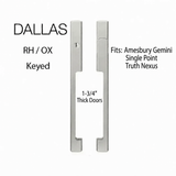 DALLAS KEYED SLIDING DOOR HANDLE SETS, Amesbury Gemini / Single Point / Truth Nexus, RH, 1-3/4" DOOR , Alpine Frost