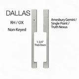 DALLAS NON-KEYED SLIDING DOOR HANDLE SET, AMESBURY GEMINI / SINGLE POINT / TRUTH NEXUS, RH 1-3/4" PANEL - ALPINE FROST