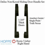 Dallas Non-Keyed Sliding Door handle set, Amesbury Gemini / Single Point / Truth Nexus, RH 1-3/4" Panel - Rustic Umber