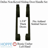 Dallas Non-Keyed Sliding Door handle set, Ashland Sentinel Narrow, LH 1-3/4" Panel - Rustic Umber