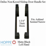 Dallas Non-Keyed Sliding Door handle set, Ashland Sentinel Narrow, LH 1-3/4" Panel - Matte Black