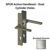 Interlock SPUR Active Handleset - Dual Cylinder Holes, Operable Interior/Exterior , Brushed Chrome