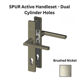 Interlock SPUR Active Handleset - Dual Cylinder Holes, Operable Interior/Exterior , Brushed Nickel