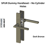 Interlock SPUR Dummy Handleset –  Fixed handles, No cylinder holes, Dark Bronze