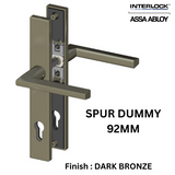 Interlock/Assa Abloy - SPUR SWING DOOR HANDLE SET DUMMY 92MM- DARK BRONZE