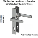 Interlock PEAK Active Handleset – Operable handles, Interior & Exterior Cylinder Holes, PVD Brushed Chrome