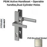 Interlock PEAK Active Handleset – Operable handles, Interior & Exterior Cylinder Holes, PVD Brushed Nickel