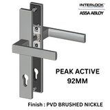 Interlock/Assa Abloy - PEAK SWING DOOR HANDLE SET ACTIVE 92MM- PVD BRUSHED NICKLE